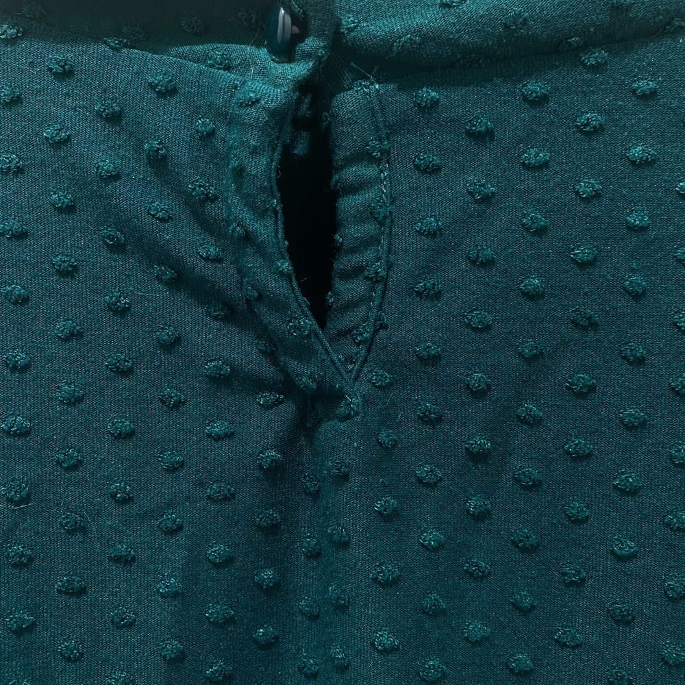 Adrianna Papell Emerald Green Swiss Dot 3/4 Sleeve Blouse, S - Picture 7 of 7